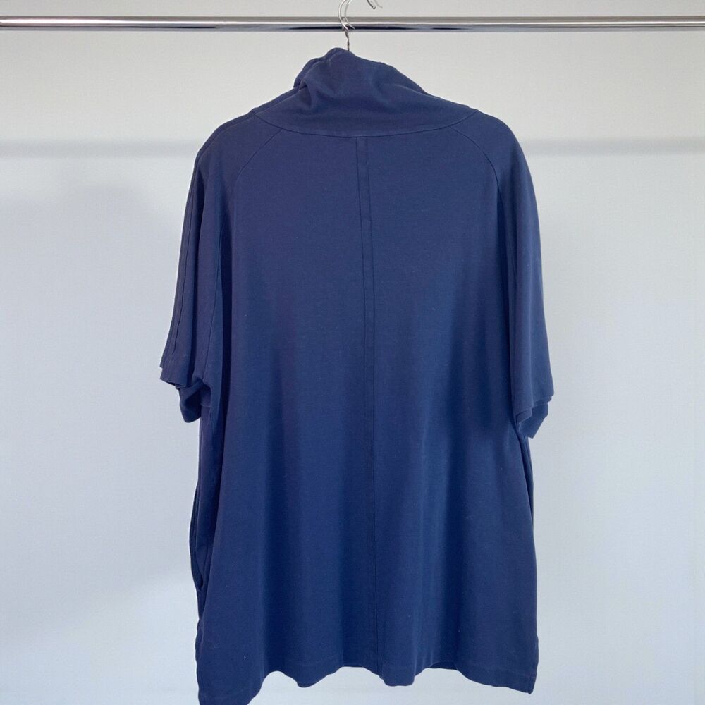 Joan Vass Pullover Top Funnel Neck Longline 3X Cotton Coastal Athleisure - Picture 2 of 9